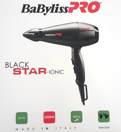 Профессиональный фен BaByliss 6250 Black Star Ionic 2200 Вт Черный